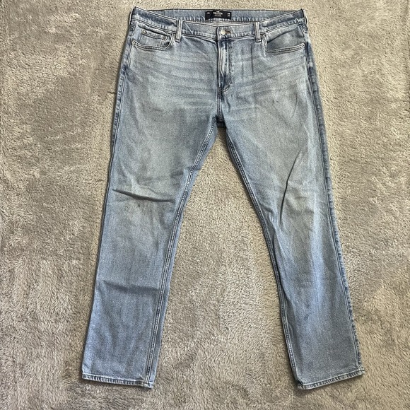 Hollister‎ Jeans Mens Size 40x34 Slim Straight Epic Flex Blue Denim Light Wash - Picture 1 of 7